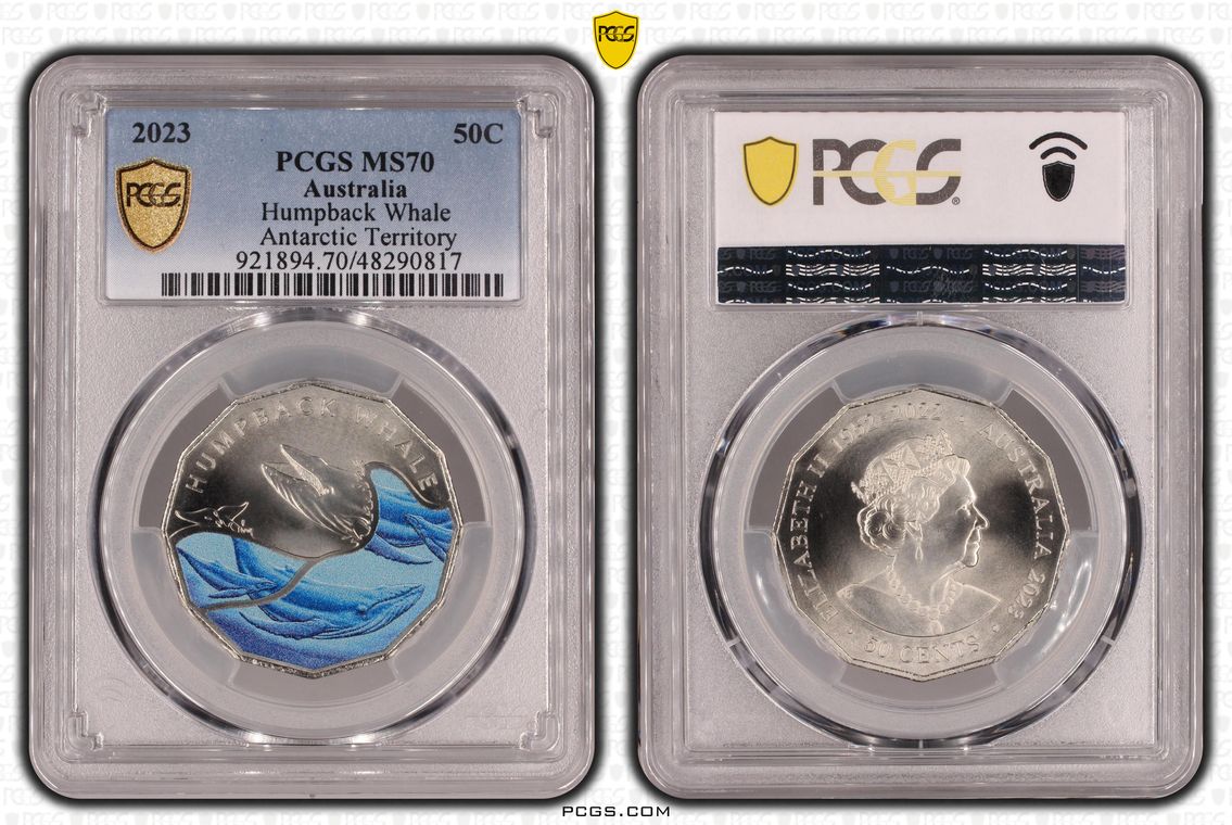 2023 50c Humpback Whale Antarctic Territory PCGS MS70