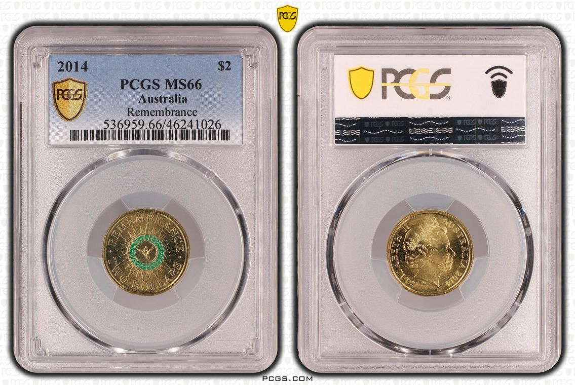 2014 $2 Green Dove Remembrance PCGS MS66