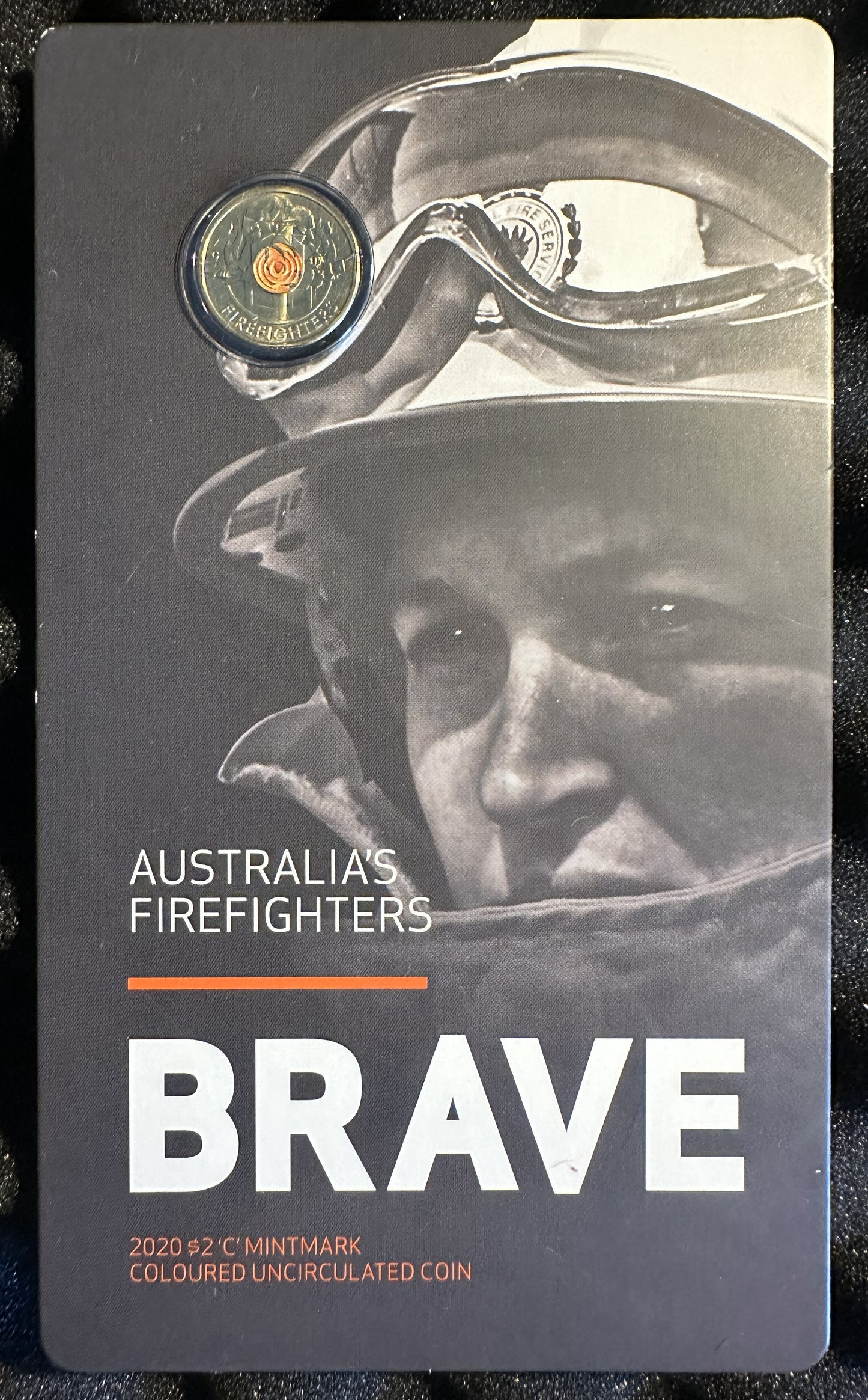 2020 $2 C Mintmark Firefighters coloured uncirculated coin – carded
