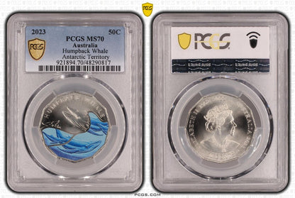 2023 50c Humpback Whale Antarctic Territory PCGS MS70