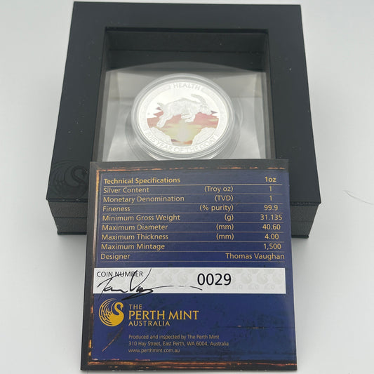 2015 Tuvalu Lunar Good Fortune Health Year of the Goat 1oz Silver Proof Coin Low COA #29 Signed