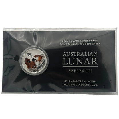 2026 Year of the Horse 1/4oz Silver Coloured Coin ANDA Hobart Special Signed by Designer