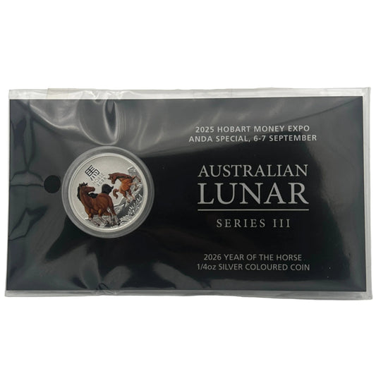 2026 Year of the Horse 1/4oz Silver Coloured Coin ANDA Hobart Special Signed by Designer